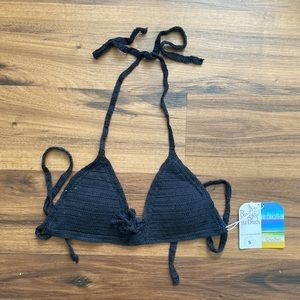 Black Crochet Bikini Top